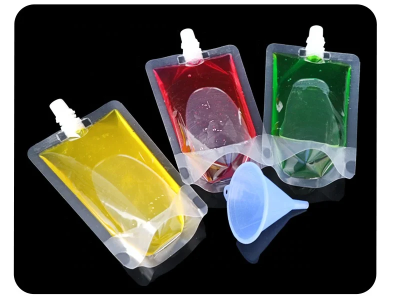 Funny DIY transparent plastic liquid beverage cold drink spout pouch packaging bag beverage pouch