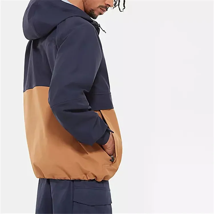 Custom 2020 men fashion spring flap pocket 1/2 zip pullover hoody anorak jacket men