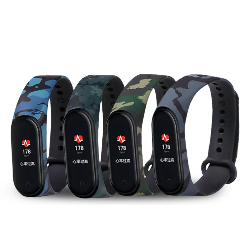 
Camouflage Rubber Silicone Wristband Watch Band for Xiaomi Mi Band 4 Strap Miband 3 Accessories 
