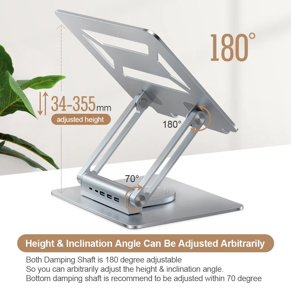desktop dj aluminum desk notebook portable foldable holder aluminum alloy rotating bracket adjustable usb laptop stand with hub