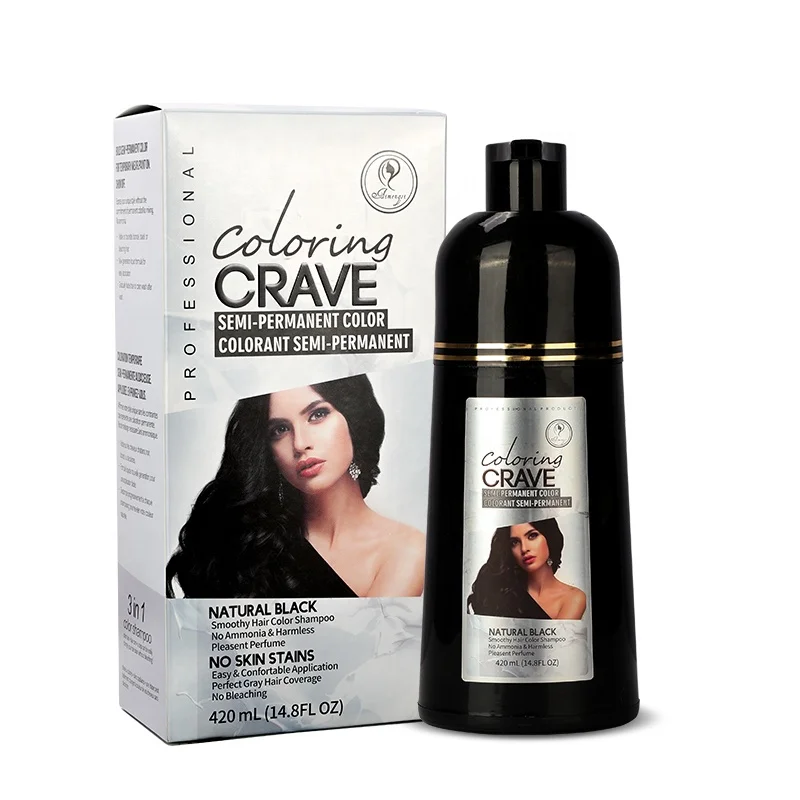 OEM Best Price private label magic cover grey hair purple brown black dye hair colour shampoo for dry hair