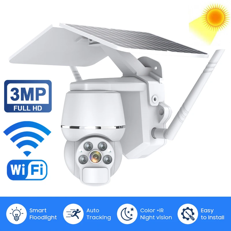 4g Outdoor House Solar Cameras Network Intelligence Solar Energy Camera Ptz Wireless 4g Sim Card PIR Human Detection