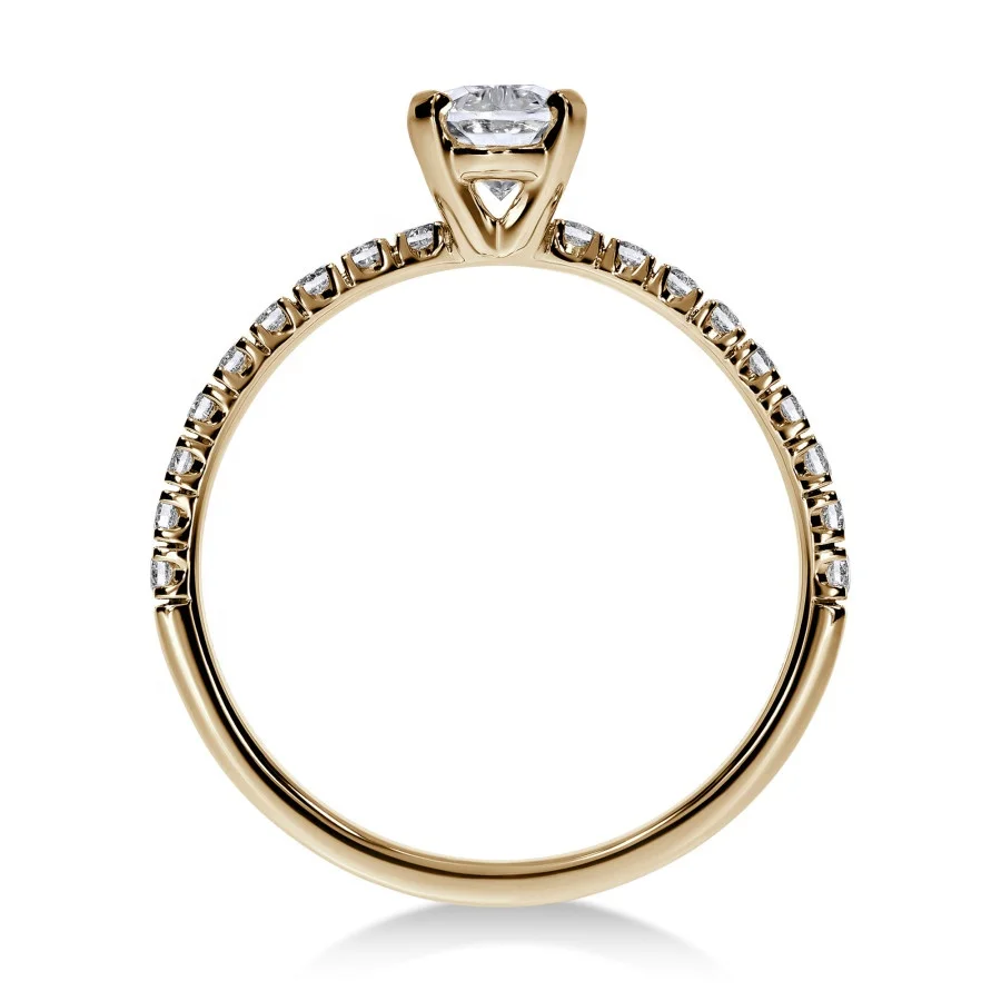 Firstmadam Solid 18K Gold Engagement Ring Set a 0.7 ct Center oval Lab Diamonds with Four Claws