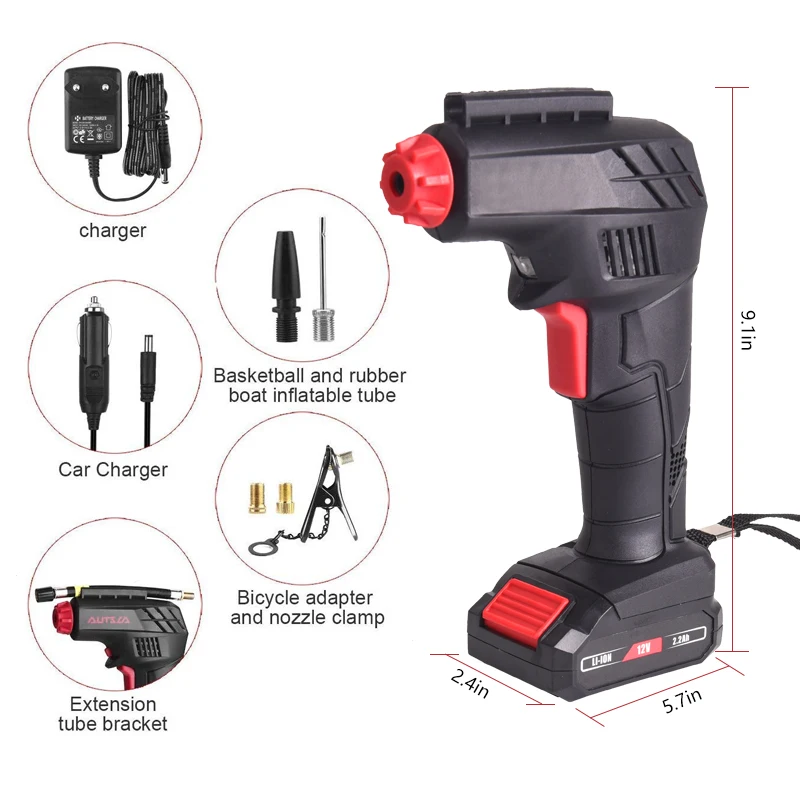 
Mini battery air compressor electric tire car pump 12 volt 
