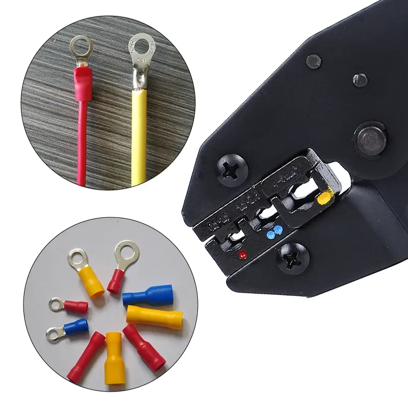 LEKON hot sale WX-30J /125 kit cable crimping tool red black handle ratchet terminal crimping pliers tool set