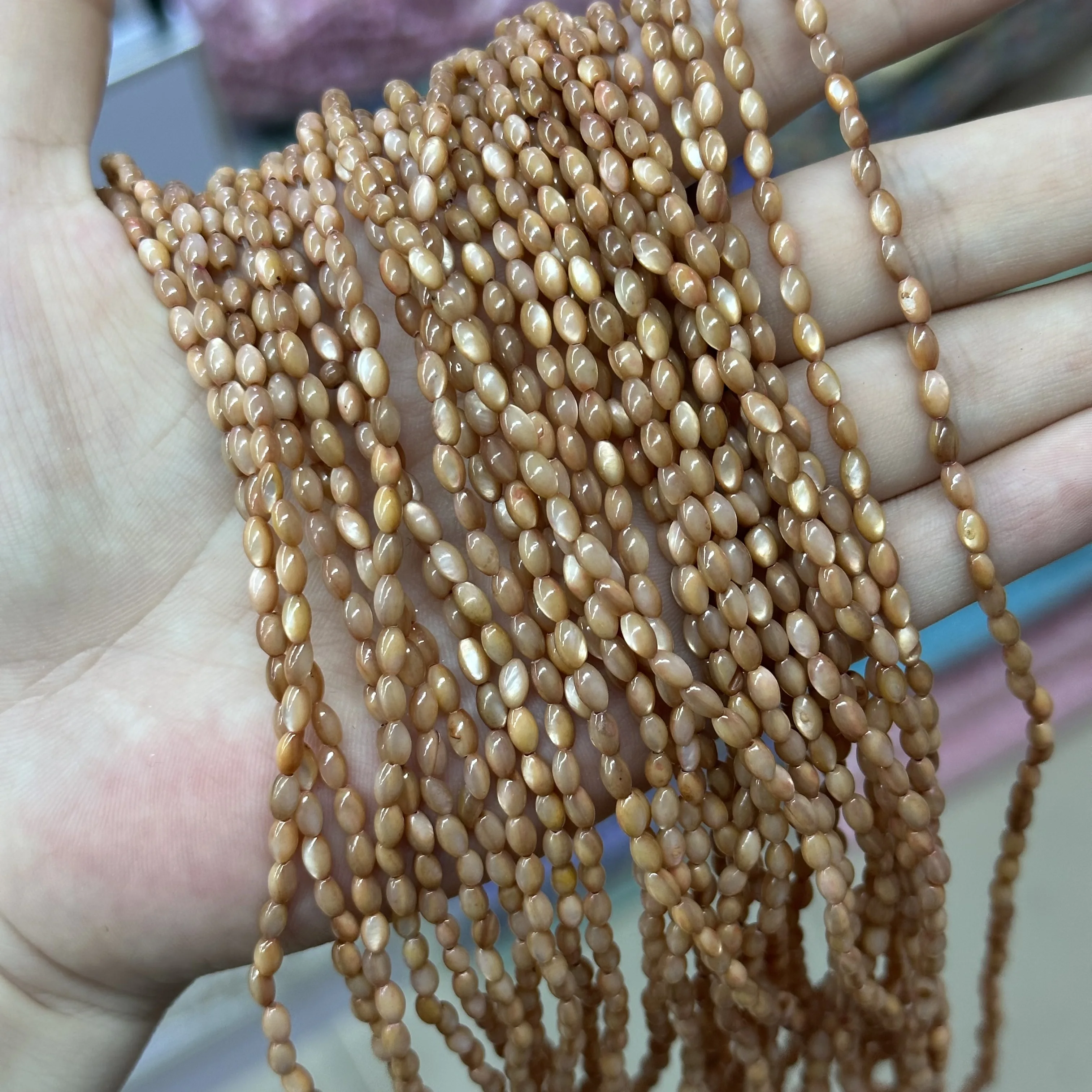 Horseshoe screw rice beads 3*5mm shell beads semi-finished loose beads diy bracelet necklace jewelry hairpin earrings wholesale