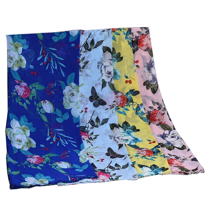 New Arrived Beautiful Design 100% Polyester Flower and Butterfly Printed Chiffon Fabric