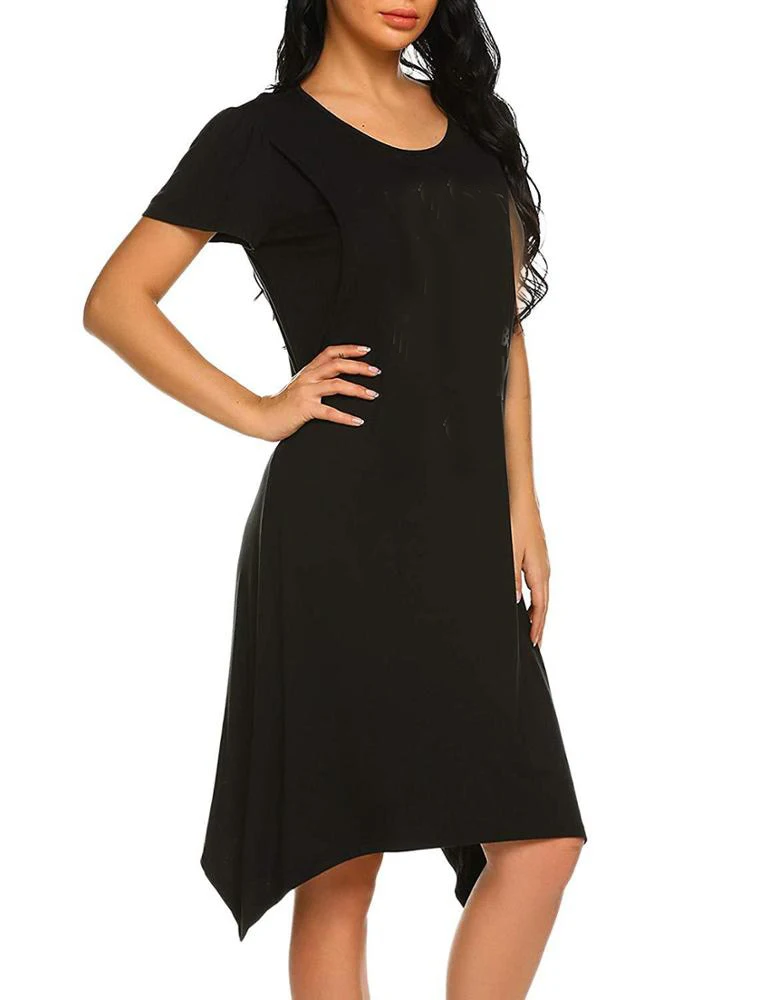 OEM women fashion print round neck short sleeve irregular hem breastfeeding dresses maternity outerwear maternity nursing dress