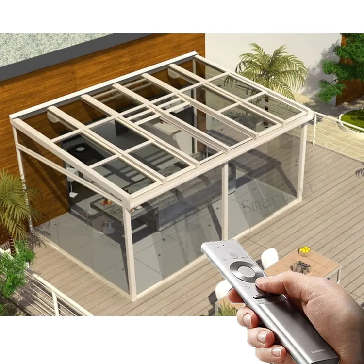 
customized Wholesale frameless glass canopy with steel bracket glass pergola roof 