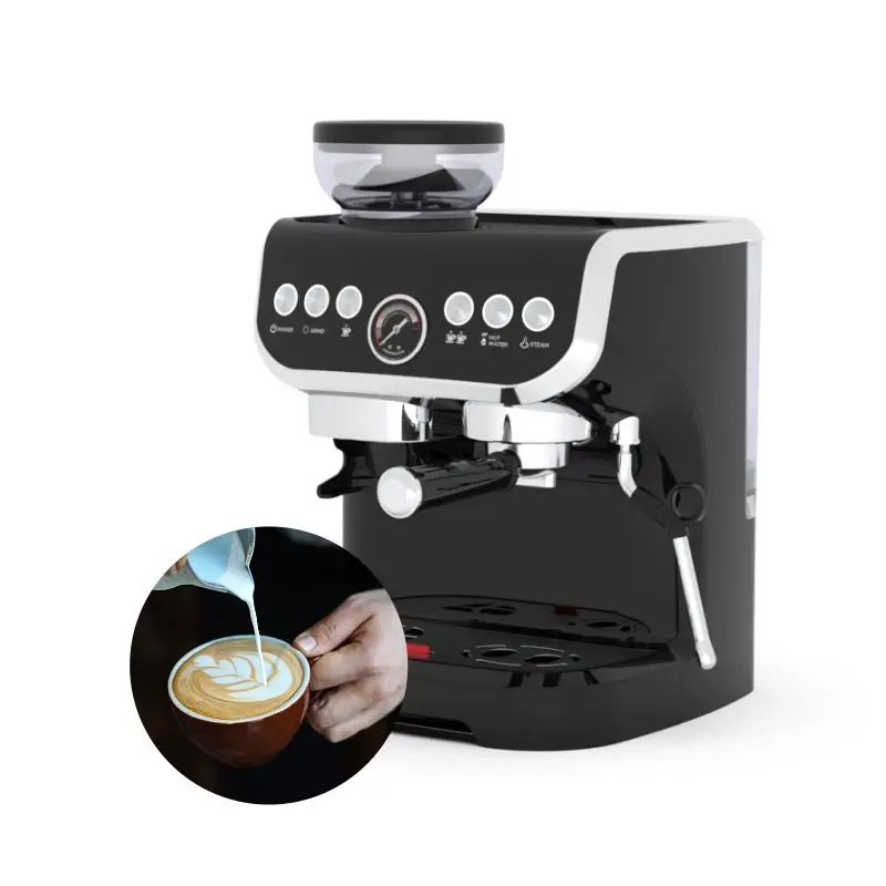 Cappuccino Coffee Making Machine 15Bars Espresso Coffee Maker With Grinder And Water Tank