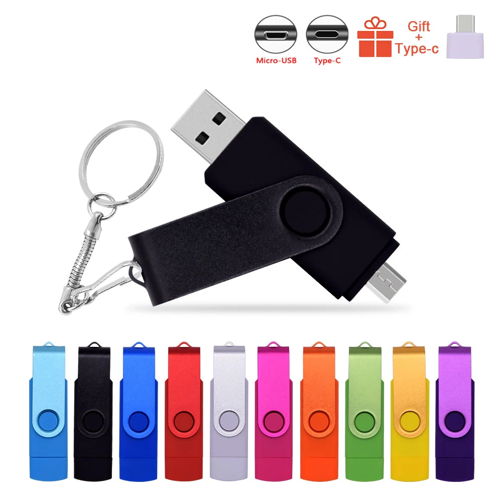 Usb 2.0 OTG for Mobile Phone/computer Usb Flash Drive 4gb 8gb 16gb 32gb 64gb Speed Rotation Usb Pendrive Memory U Stick 3 In 1