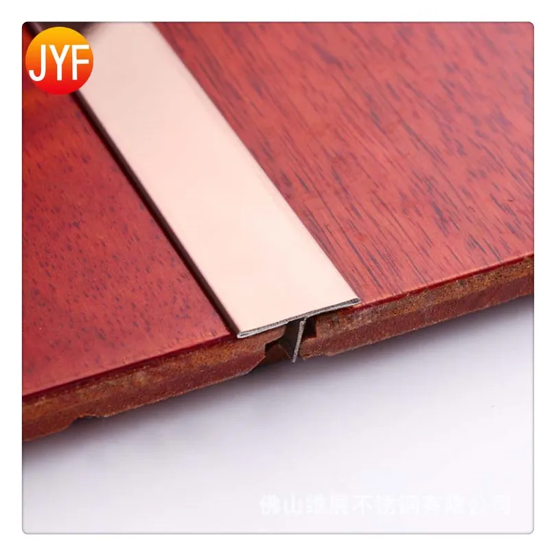 
S04107 Best Selling 316 Brushed Stainless Steel Tiles Brass Color Hairline Stainless Steel T Trim For Ceiling And Wall 