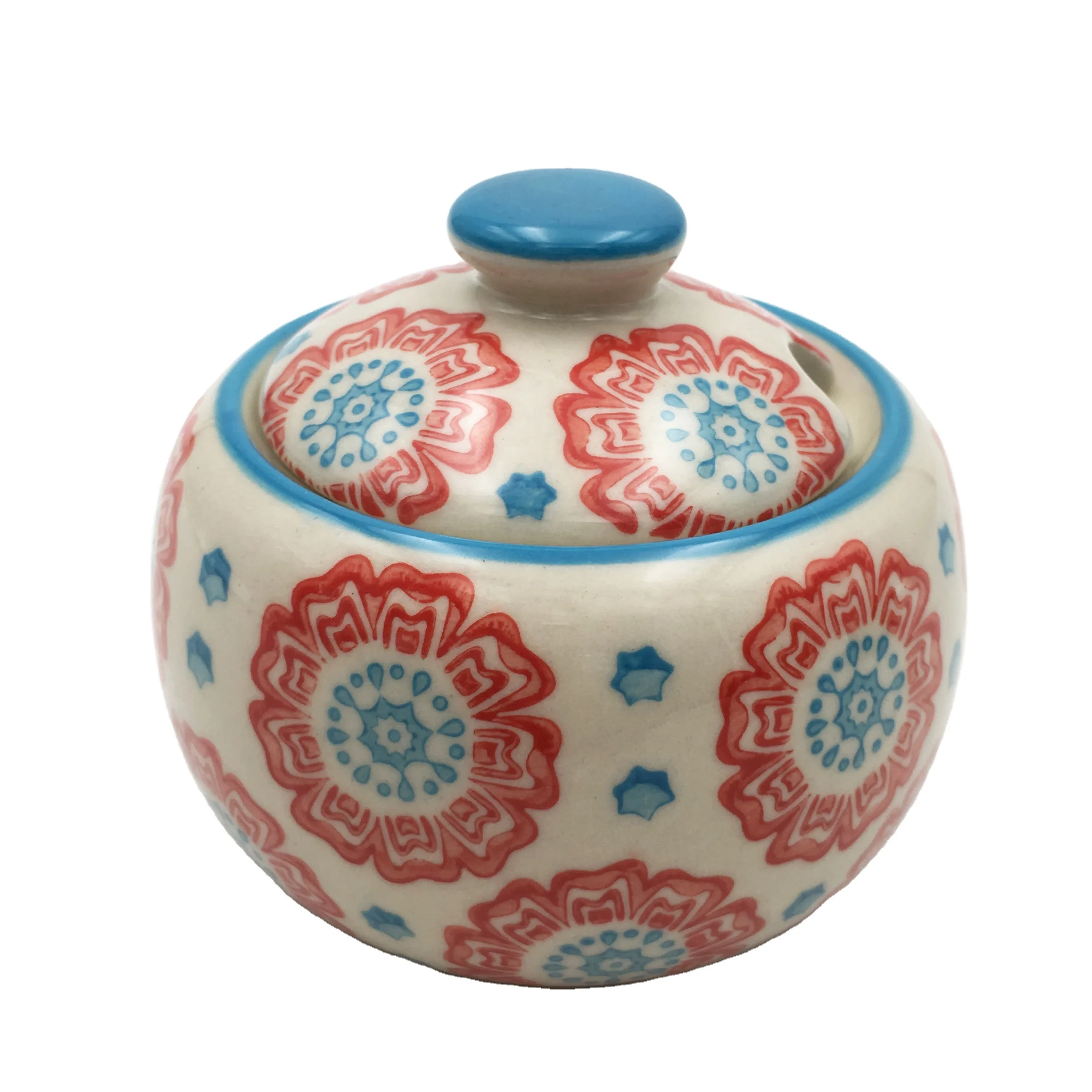 
Korean style ceramic sugar pot with spoon 