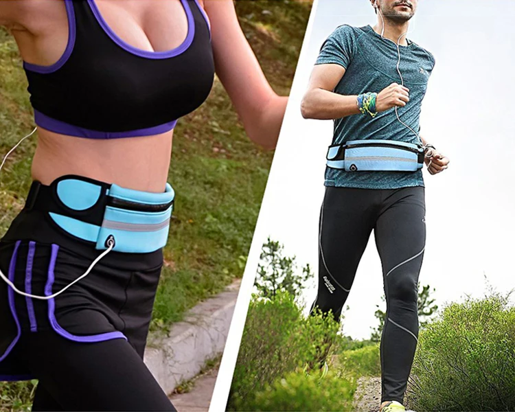 Wholesale Neoprene Elastic Waterproof Fitness Sports Fanny Pack Mobile Phone Running Belt Waist Bag With Bottle Holder
