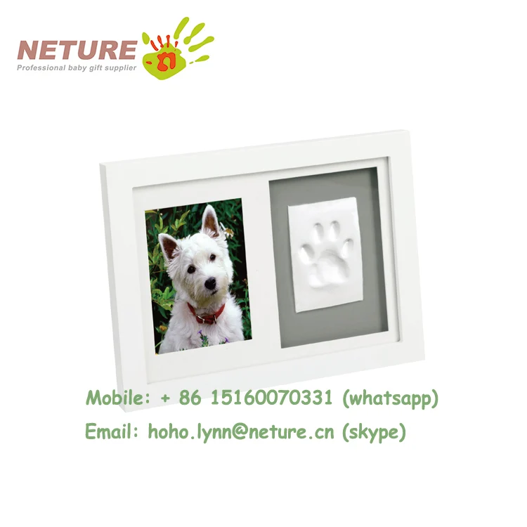 Custom pet paw print impression kit clay memoria dog cat photo frame