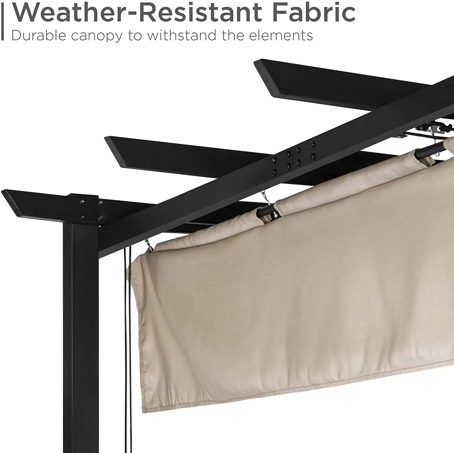 Heavy Duty Outdoor Resistant Steel Retractable Polyester Pergola With Weather