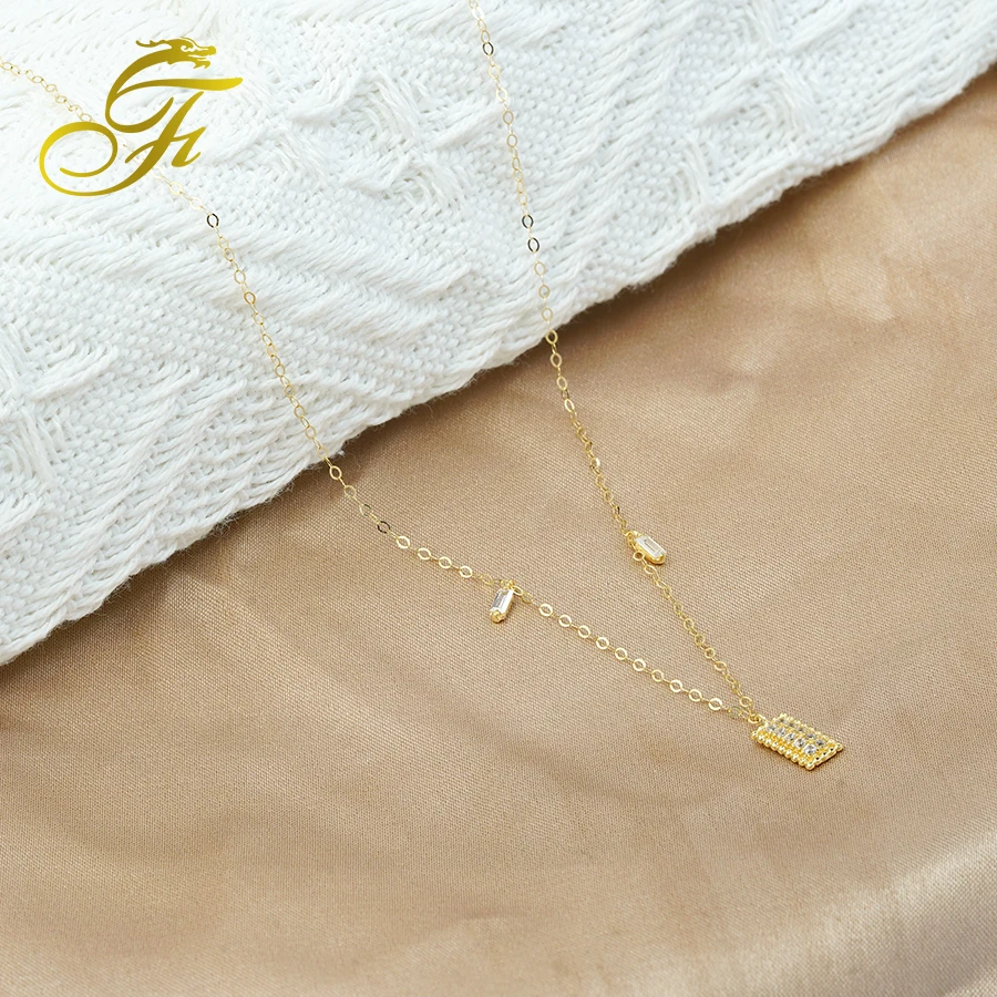 Customized Real 9K 14K 18K Name Necklace Jewelry square zircon choker wholesale price crystals fine jewelry beauty necklaces