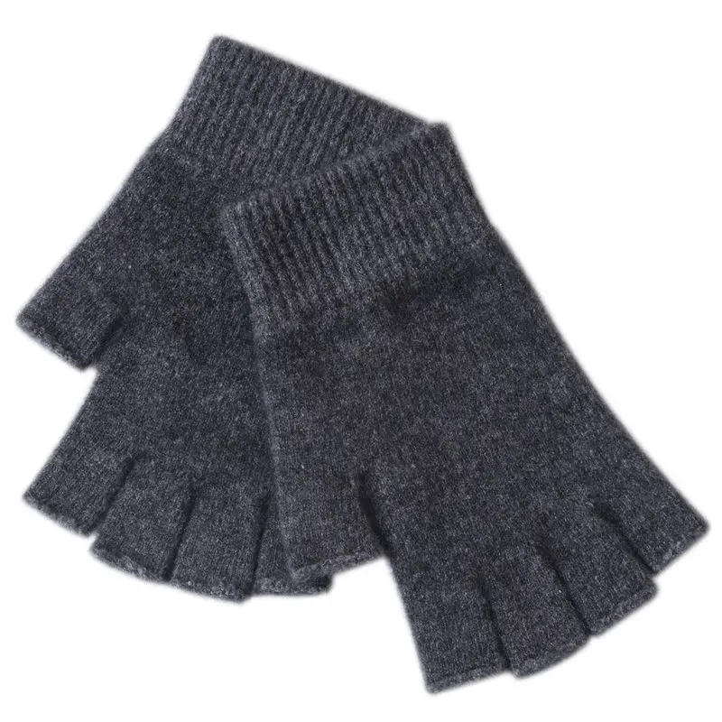 Men Women Stretch Fingerless Elastic Winter Soft Warm Mittens Knitted Gloves
