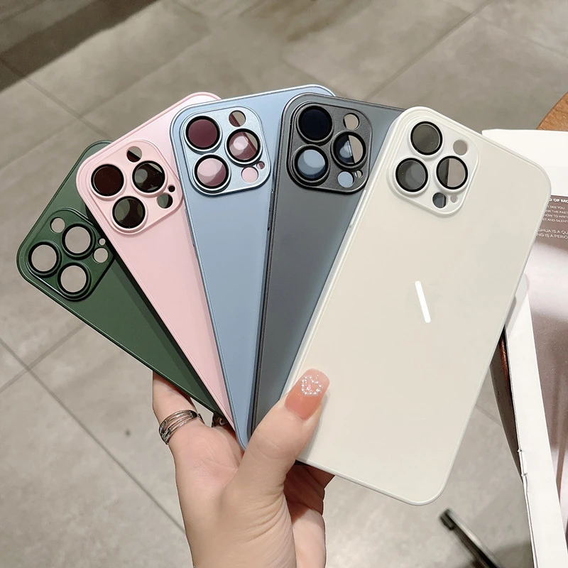 Роскошный стеклянный чехол AG для iphone 13/13 pro/13 pro max матовый силиконовый с полной защитой объектива