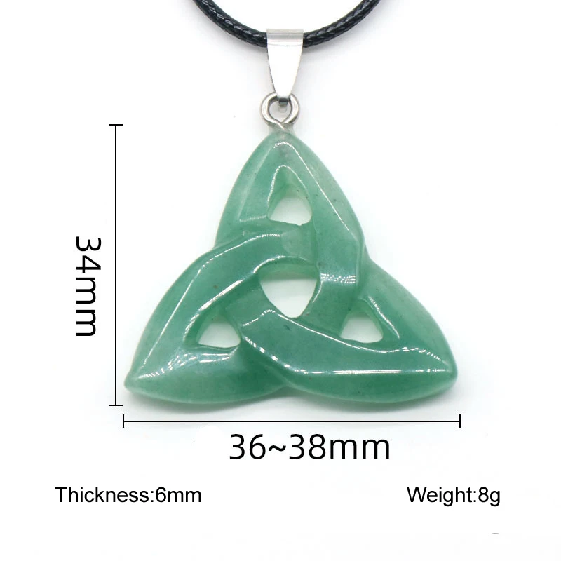 Fashion Healing Crystals Gemstone Jewelry Natural Irish Celtic Knot Triangle Shape Created Opal Stone Pendant Charms Necklace