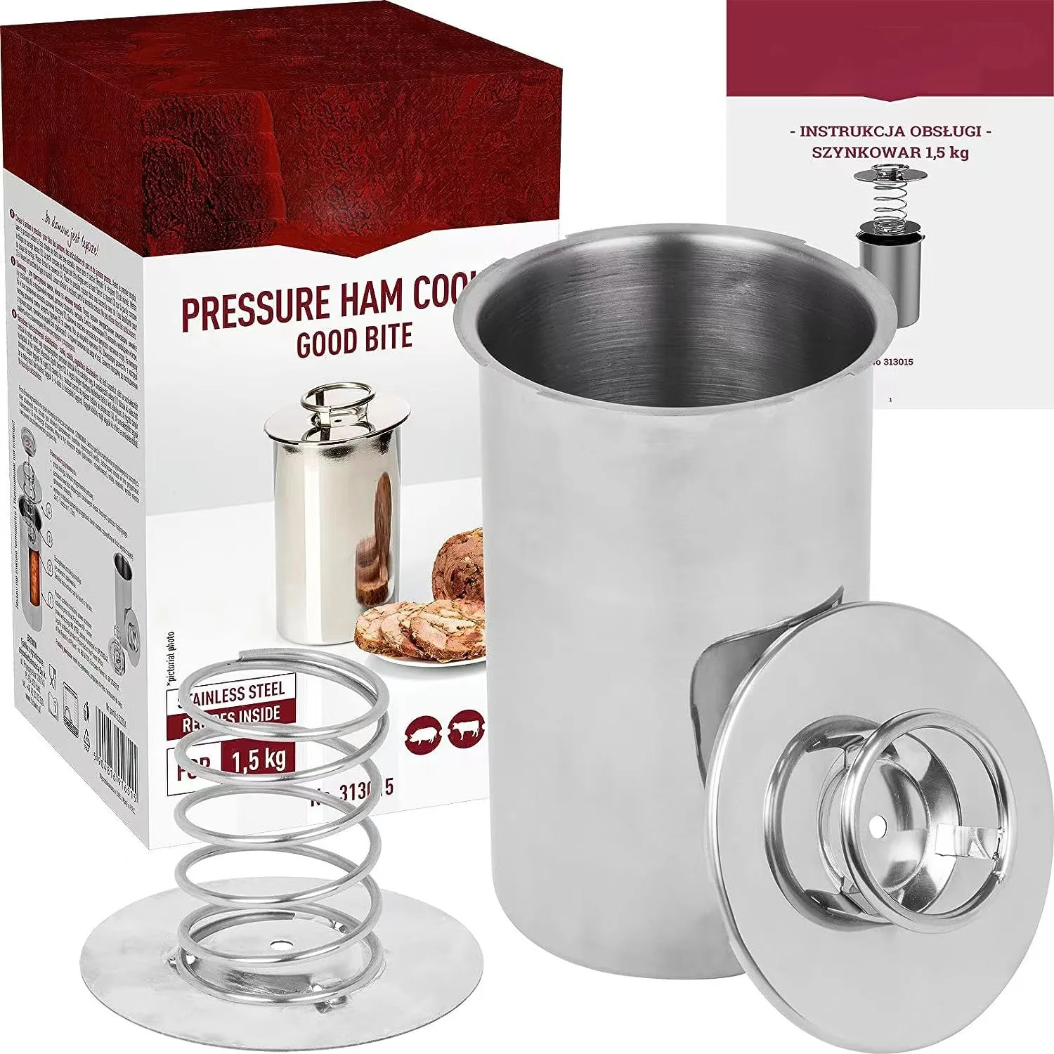 Meat Maker Press Deli Meat with Thermometer 1.5L Stainless Steel Ham Meat Maker Press