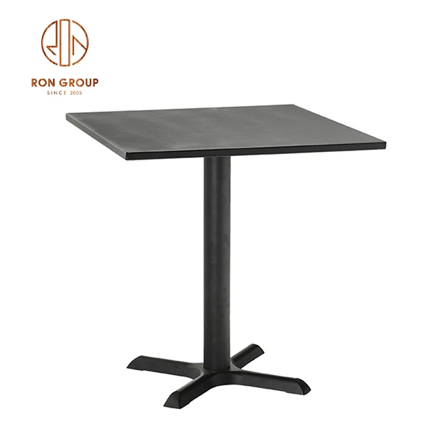 popular design table restaurant square industrial iron leg furniture black metal top cafe bistro square dining table restaurant
