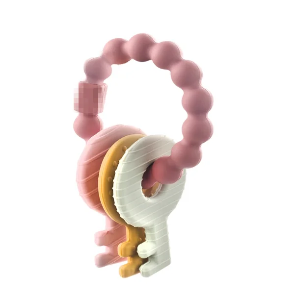 Professional custom Fashion Baby molar toy BPA free food grade Silicone baby keychain silicone teether