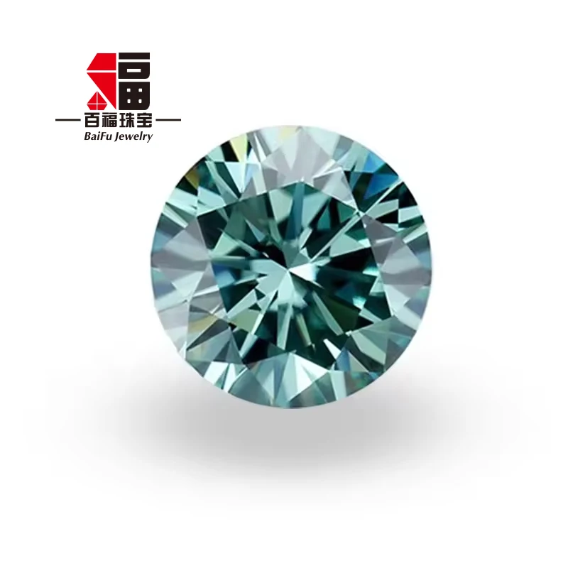 Baifu Jewelry wholesale price brilliant loose round green moissanite
