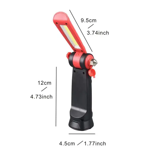 Rechargeable led flashlight Folded Magnet COB working light Safety Hammer Work Lamp