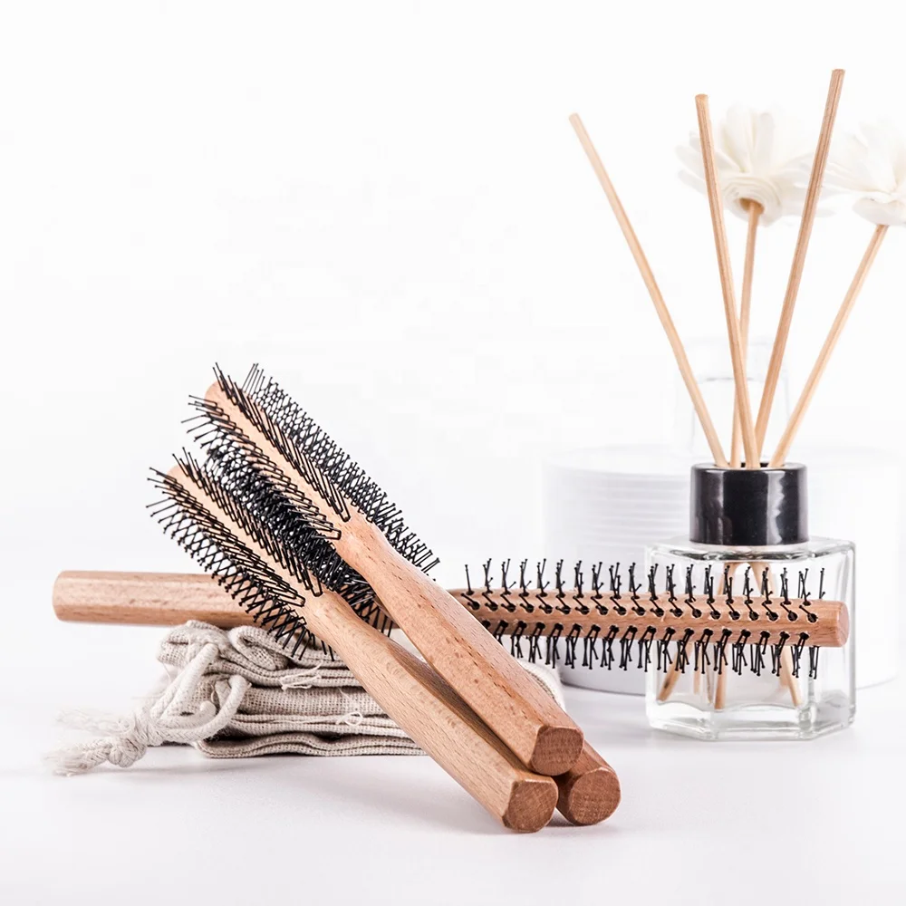 2022 High Quality Round Boar Bristle Hair Brush With Wooden Handle