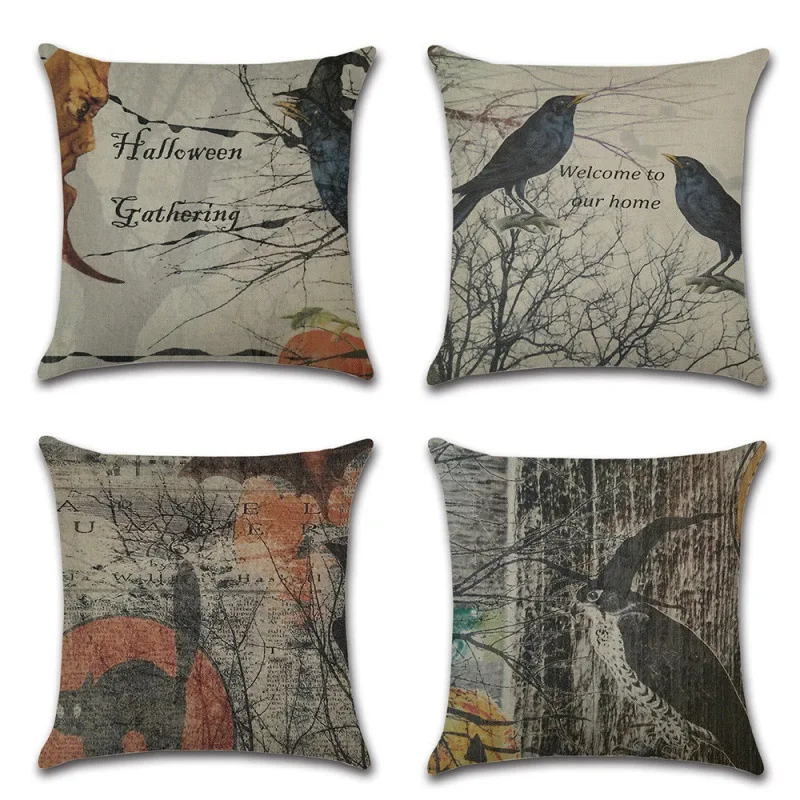 High quality Hold pillow case flax diablo series Halloween day home sitting room sofa cushion sets covers