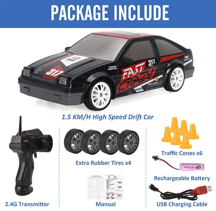 Carros A Control Remoto 1/24 2.4Ghz 4Ch Mini Race 4Wd Drift Rc Car Kids Remote Control Toy Vehicle With Tpr Wheel Led Light
