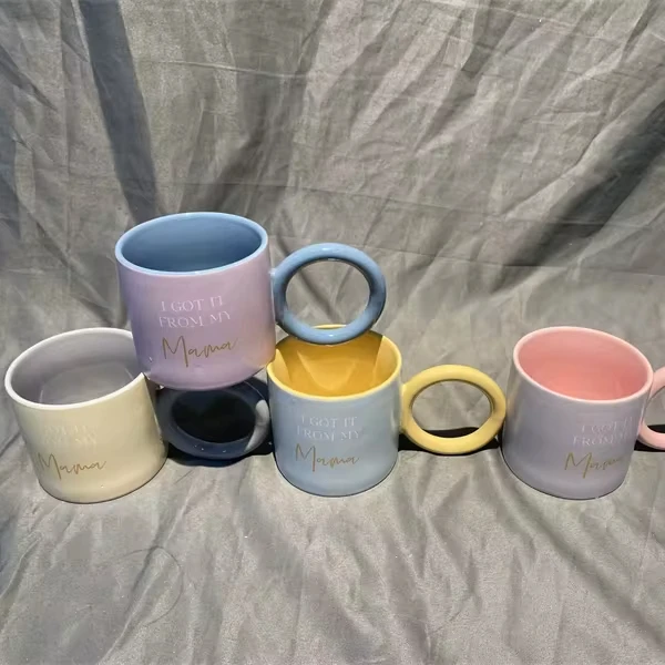 Цветная глазурь ZSC с большой круглой ручкой, Новая китайская керамическая кофейная кружка с наклейкой, я получил ее от моей мамы