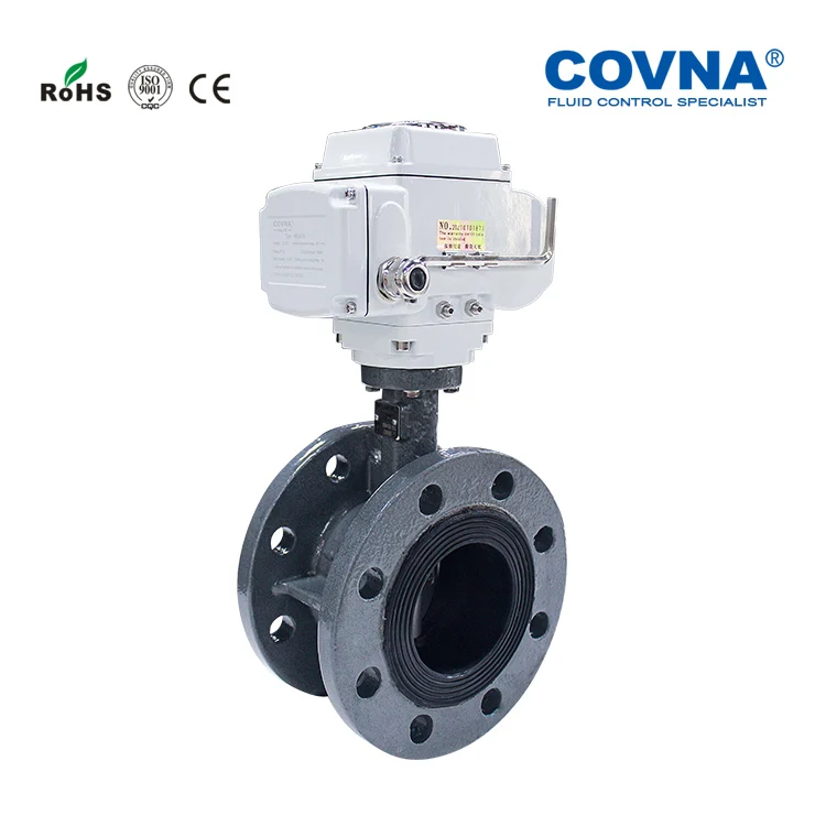 COVNA 24v dc motorized actuator valve plug valve Cast iron electric butterfly valve