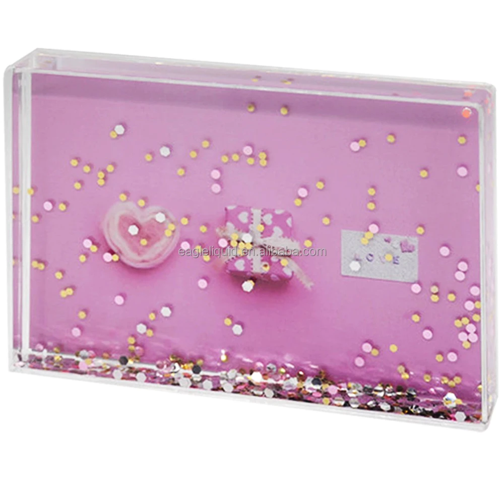 Picture Water And Glitter Clear Acrylic Sparkle Photo Frame 5x7 Quicksand Flowing Water Picture Frame