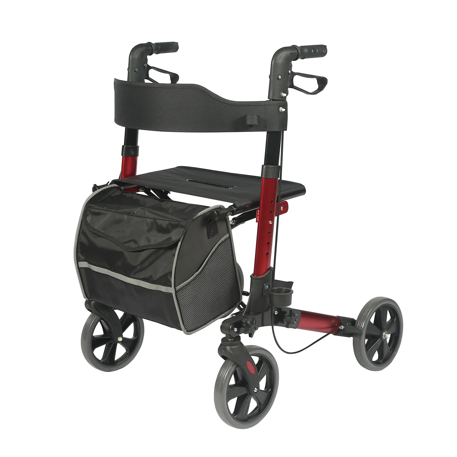Four Wheels Rollator Walker Four Wheels Stand Up Folding Walker Rolling Mobility Walking Aid with Seat Backrest