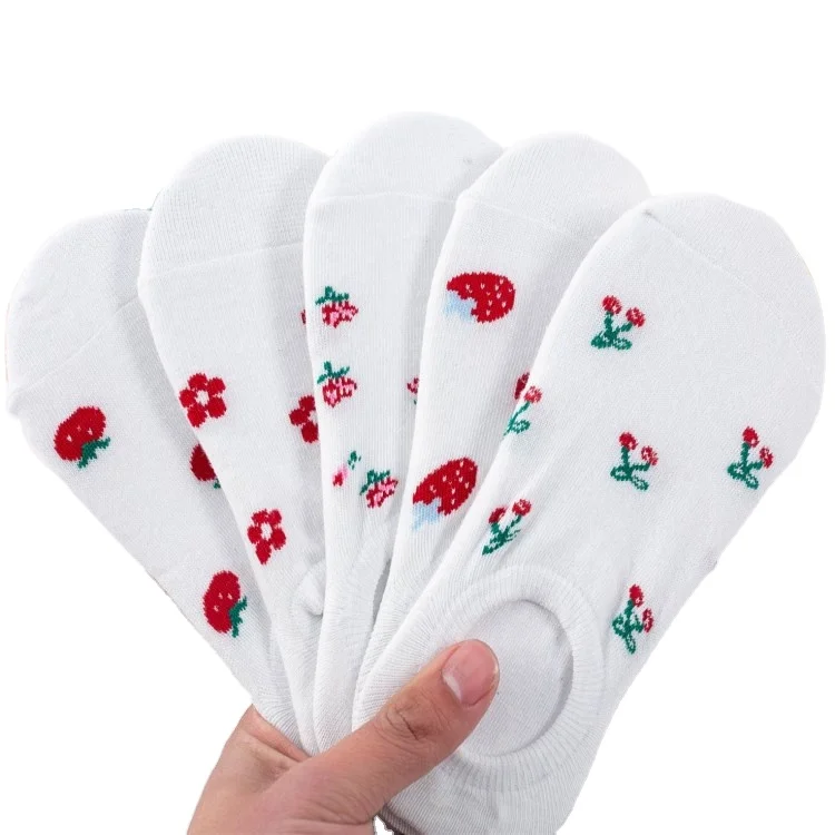 
Spring and summer socks fruit socks strawberry and lemon invisible socks for women 