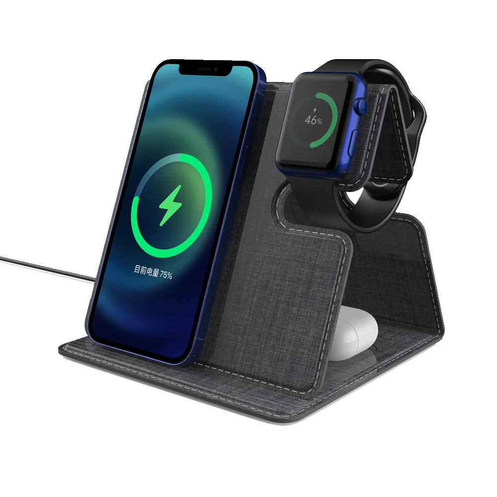 Trending products 2022 new arrivals  wireless charging stand  3 in 1 qi wireless charger stand for iphone
