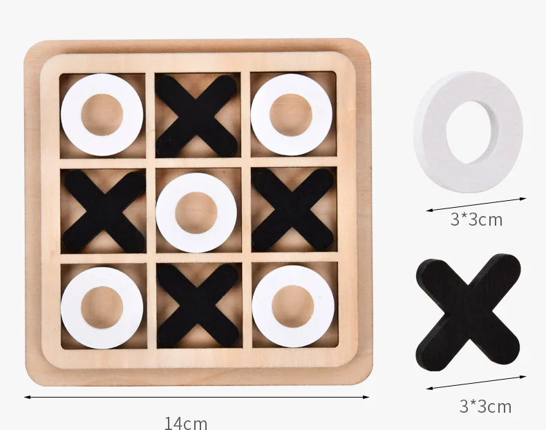 Wooden Board Tic Tac Toe Game XO Table Toy Classical Family Children Puzzle Game Educational Toys