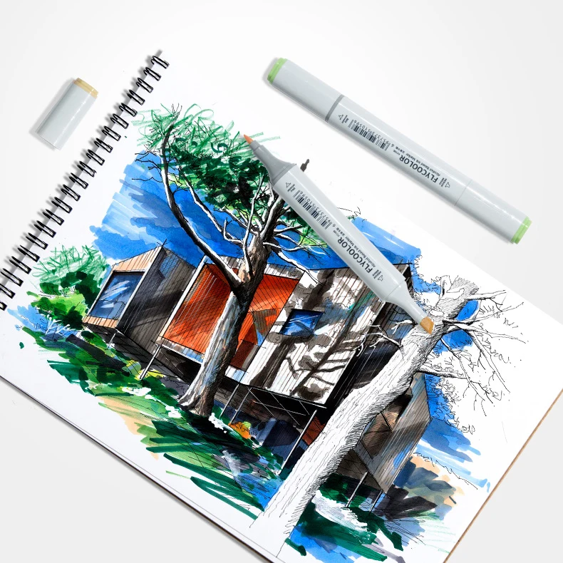 Superior alcoholic based drawing marker  bullet and chisel double nib 470 colors totally japanese nib and ink