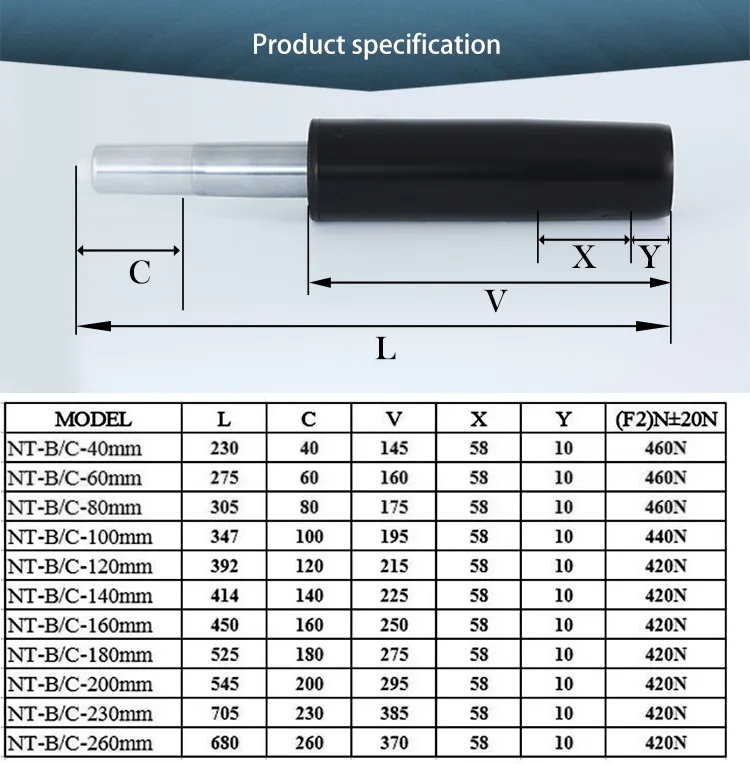steel adjustable nitrogen office swivel chair jack big gas piston chair lift gas 180 mm for seat