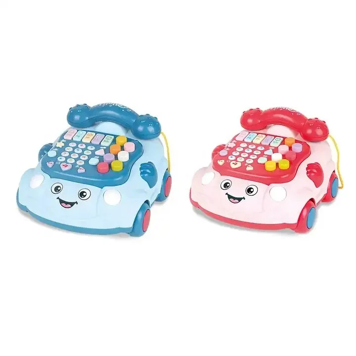 baBaby educational electric musical calling telephone toy pull drag line smart phone toy musical baby mobile for kids