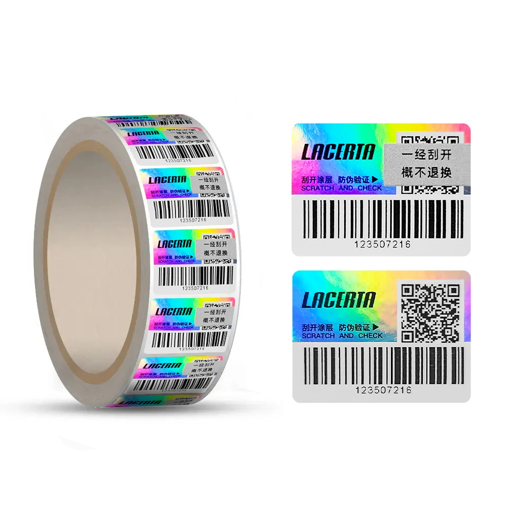 Custom Rainbow Hologram Label Glitter Stickers Barcode Security Holographic Label Sticker