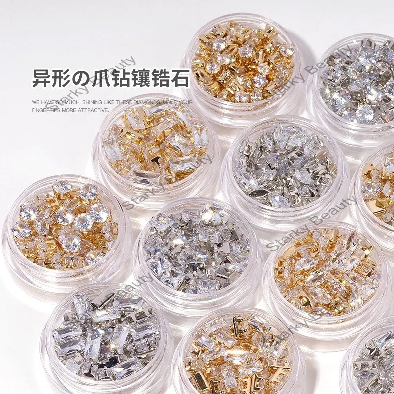 Flash Claw diamond press on nails Crystal Nail Art Stone nail tip design Supplies Decor AB Color flatback Micro Rhinestone