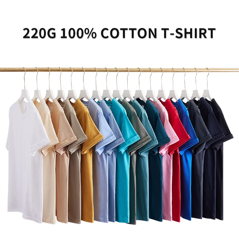 First Class Quality 220GSM Heavyweight Cotton Custom Logo Printing Custom T Shirt Printing Plain Men Tshirt