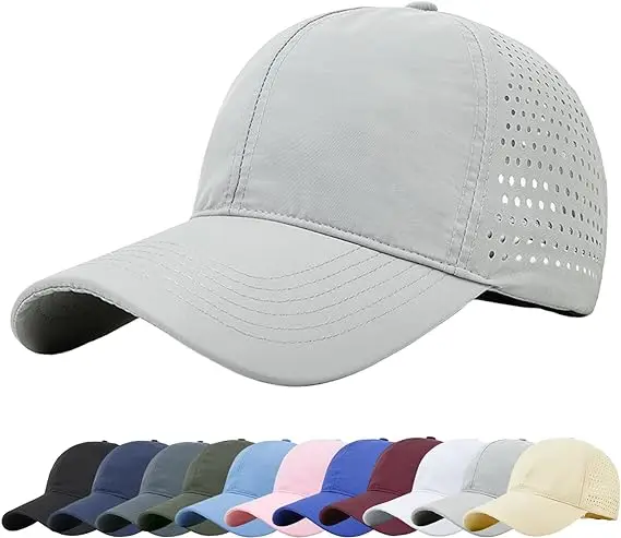 Оптовая продажа спортивные неструктурированные низкопрофильные быстросохнущие Белые перфорированные кепки для гольфа бега волейбола