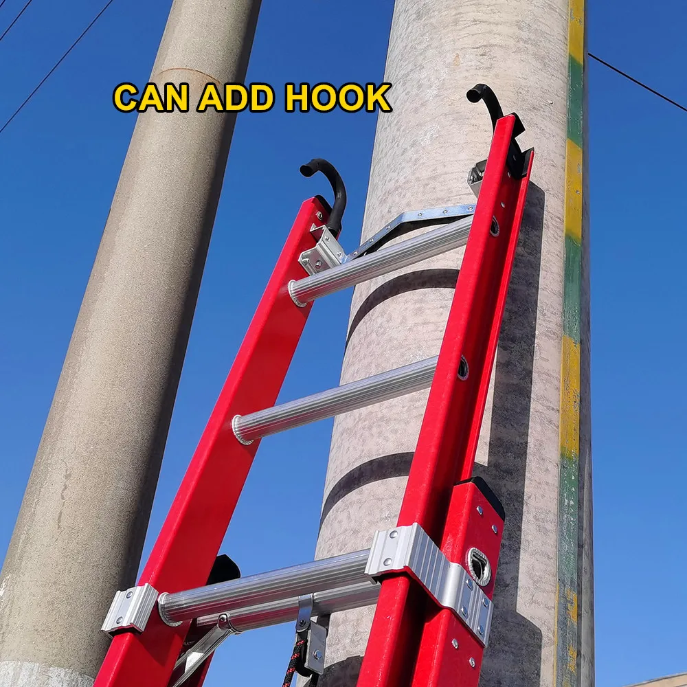Telescopic Fire Escape FRP Cable Ladder  Electrical Insulation Extension Fiberglass Ladder