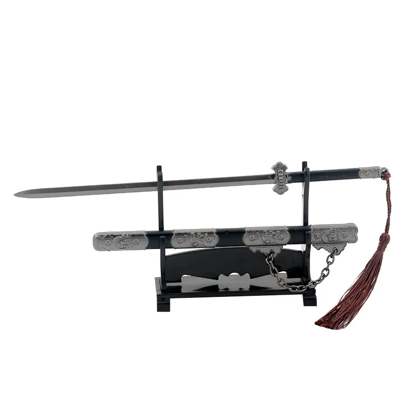 Explosive Hot Weapon Model Gujian Xian Luo Qingyang Nine Song Sword Key Chain Hanging 22cm With Sheath All Metal Crafts