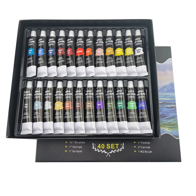 Customized 24 color acrylic paint set studio student beginner 22ml waterproof hand-painted tube