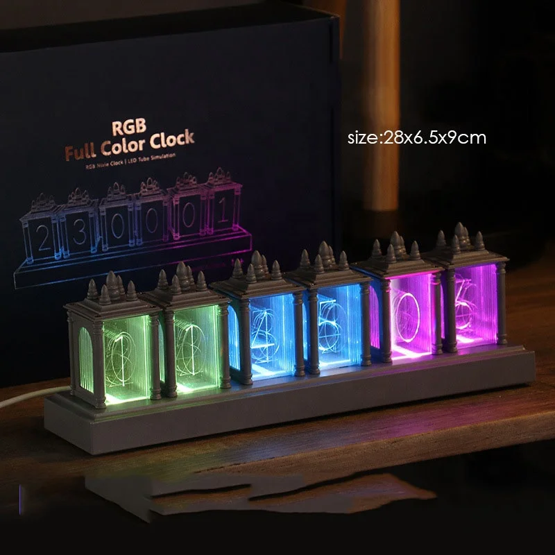Customize your message with LED nightlight Pseudo glow tube digital output antique Table Clock